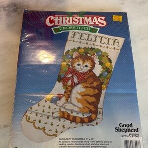 Good Shepherd "Purr-fect Christmas" cross-stitch cat stocking kit